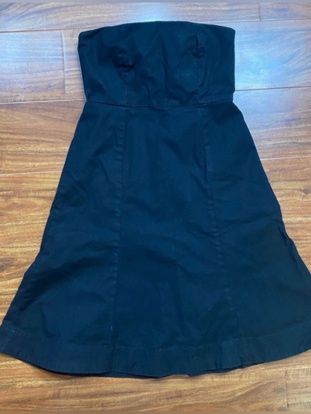 Vintage Gap Women Stretch Black Strapless Classic Cotton Mix Dress Preppy Size 0